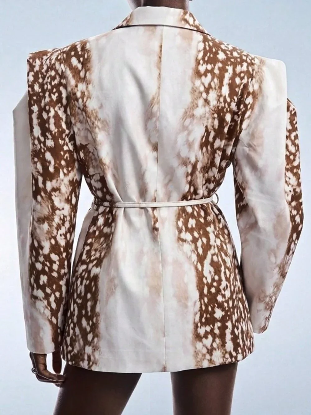 Multicolor Casual Women's Animal Print Contrast Oversized Wide Shoulder Blazer